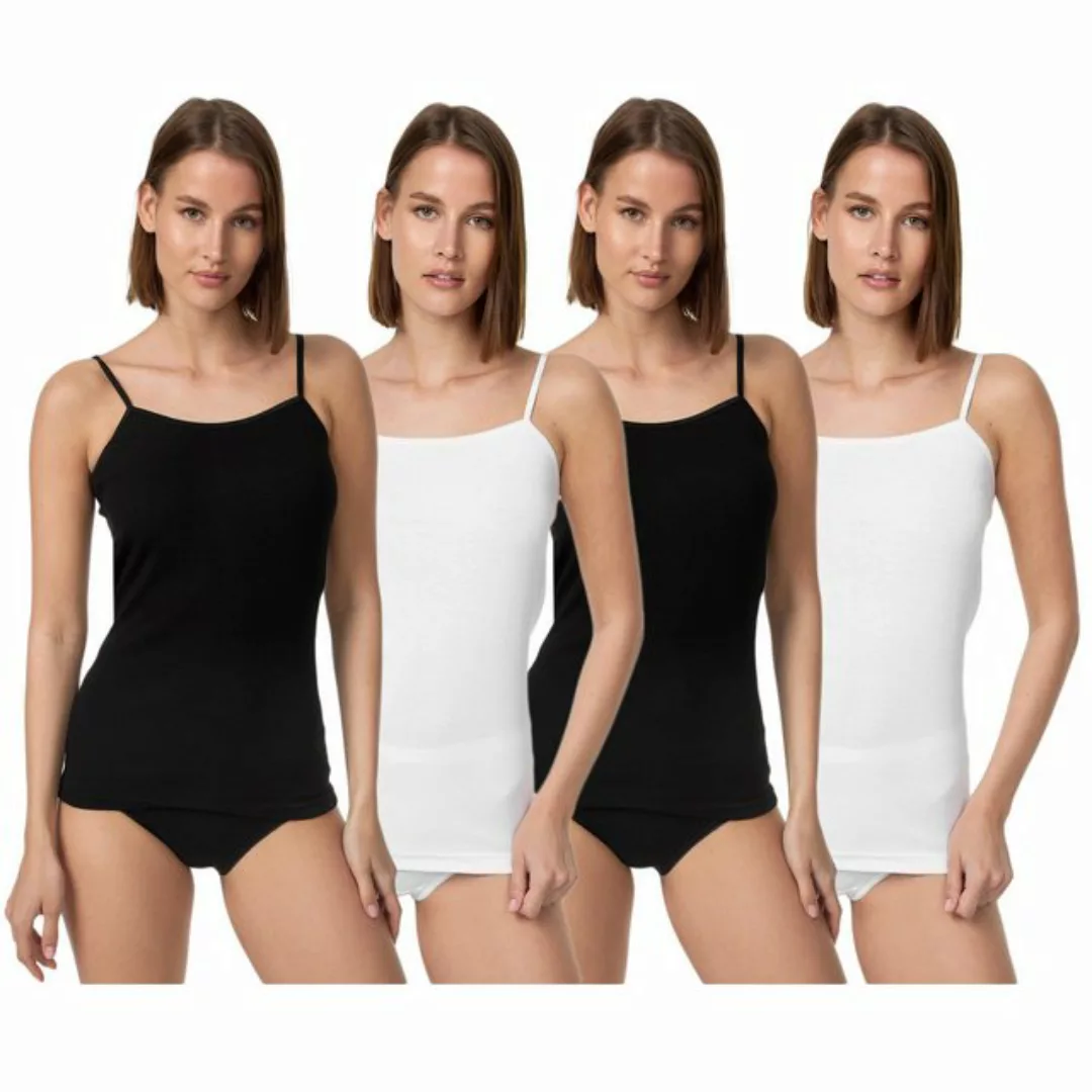 TEXEMP Spaghettitop 4er Pack Damen Unterhemd Spaghettiträger Trägertop Tank günstig online kaufen