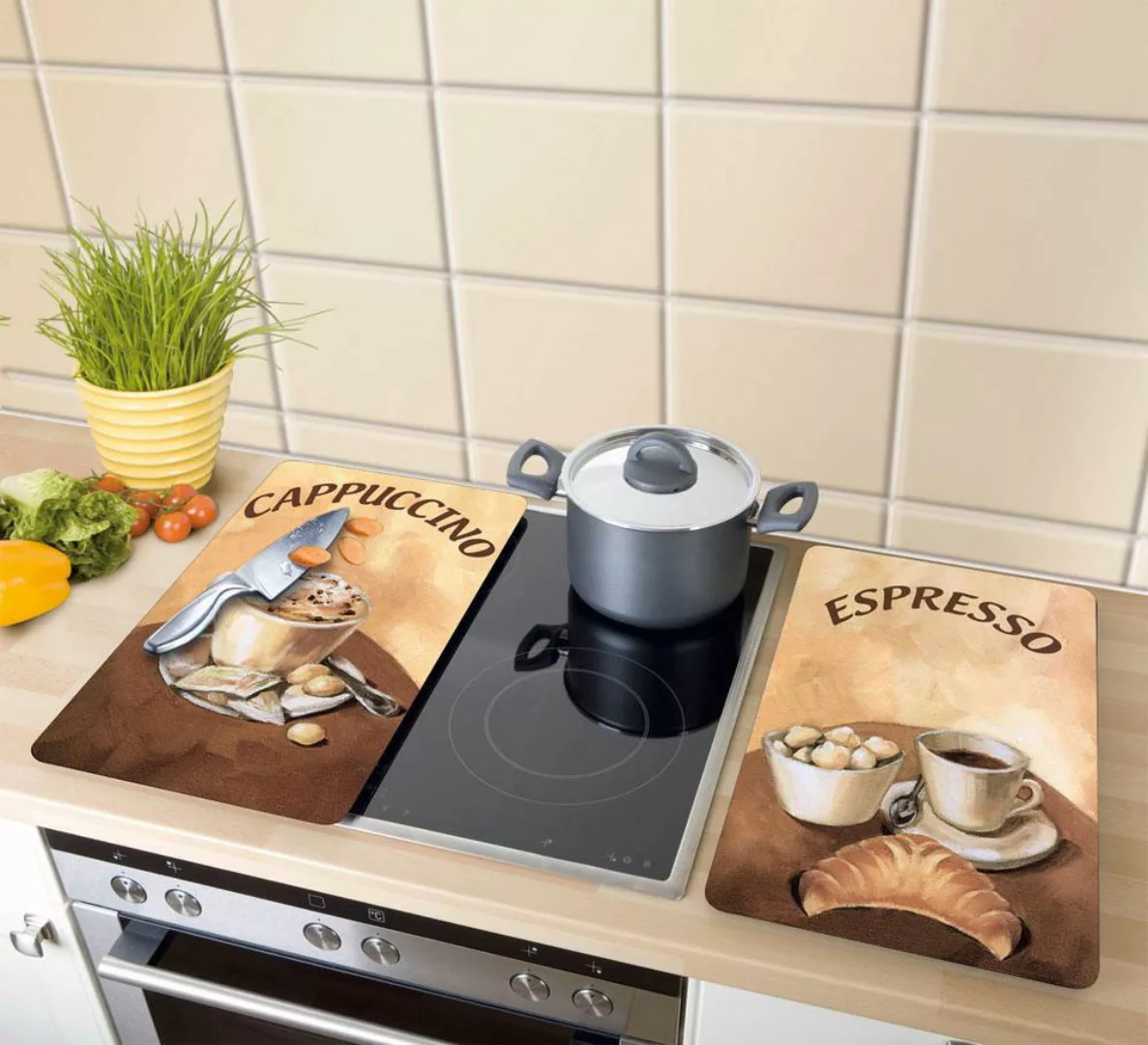 WENKO Herd-Abdeckplatte "Kaffee", (Set, 2 tlg.), kratzfest günstig online kaufen