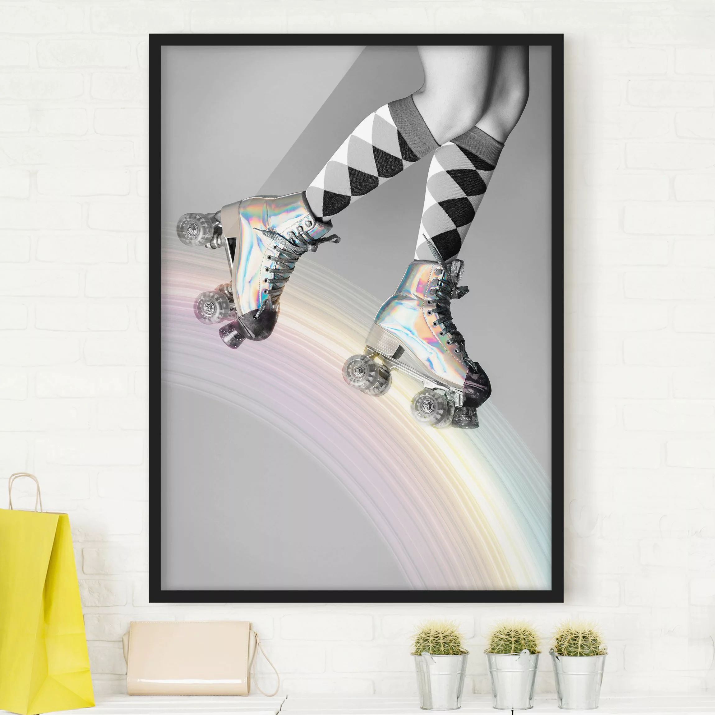 Bild mit Rahmen Rollerblades auf Regenbogen günstig online kaufen