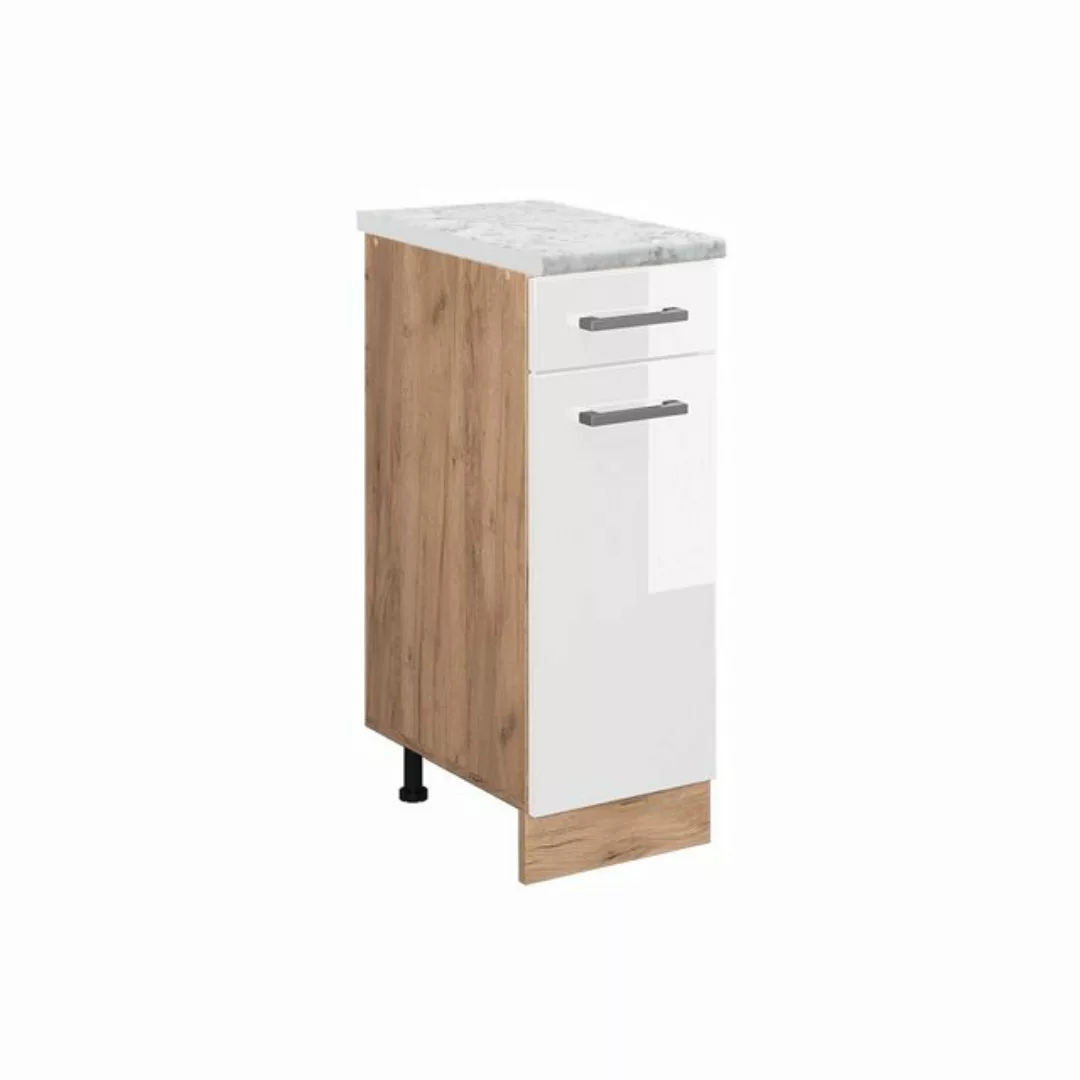 Vicco Unterschrank R-Line, Weiß Hochglanz/Goldkraft Eiche, 30 cm AP Marmor günstig online kaufen