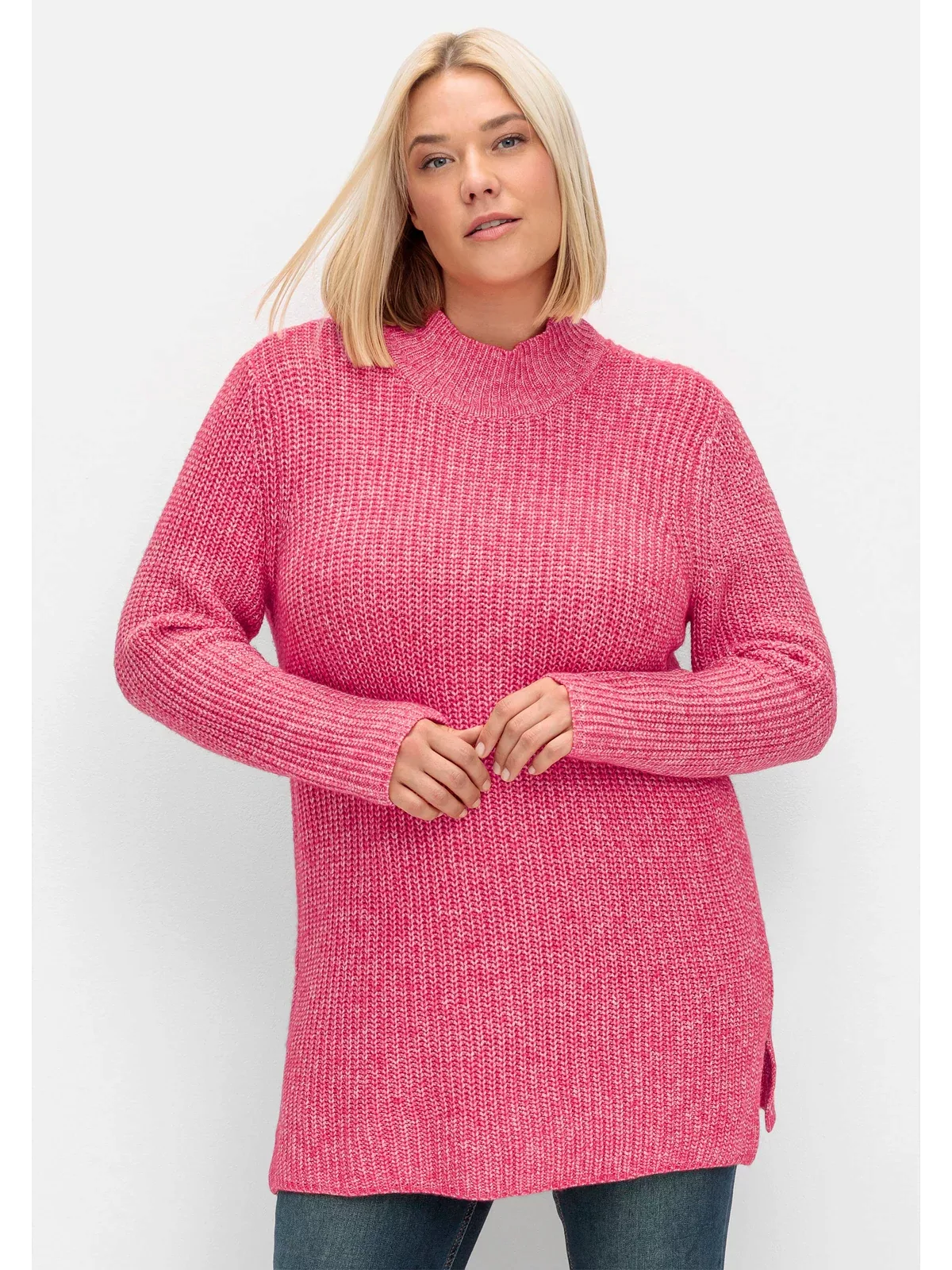 Sheego Strickpullover "Große Größen", mit Stehkragen, im Patentstrick günstig online kaufen