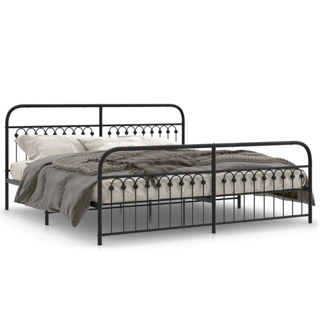 vidaXL Bett, Bettgestell mit Kopf- und Fußteil Metall Schwarz 193x203 cm günstig online kaufen