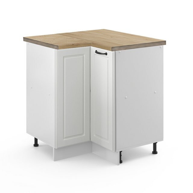 Vicco Eckunterschrank R-Line, Weiß Landhaus/Weiß, 75.6 cm ohne Arbeitsplatt günstig online kaufen