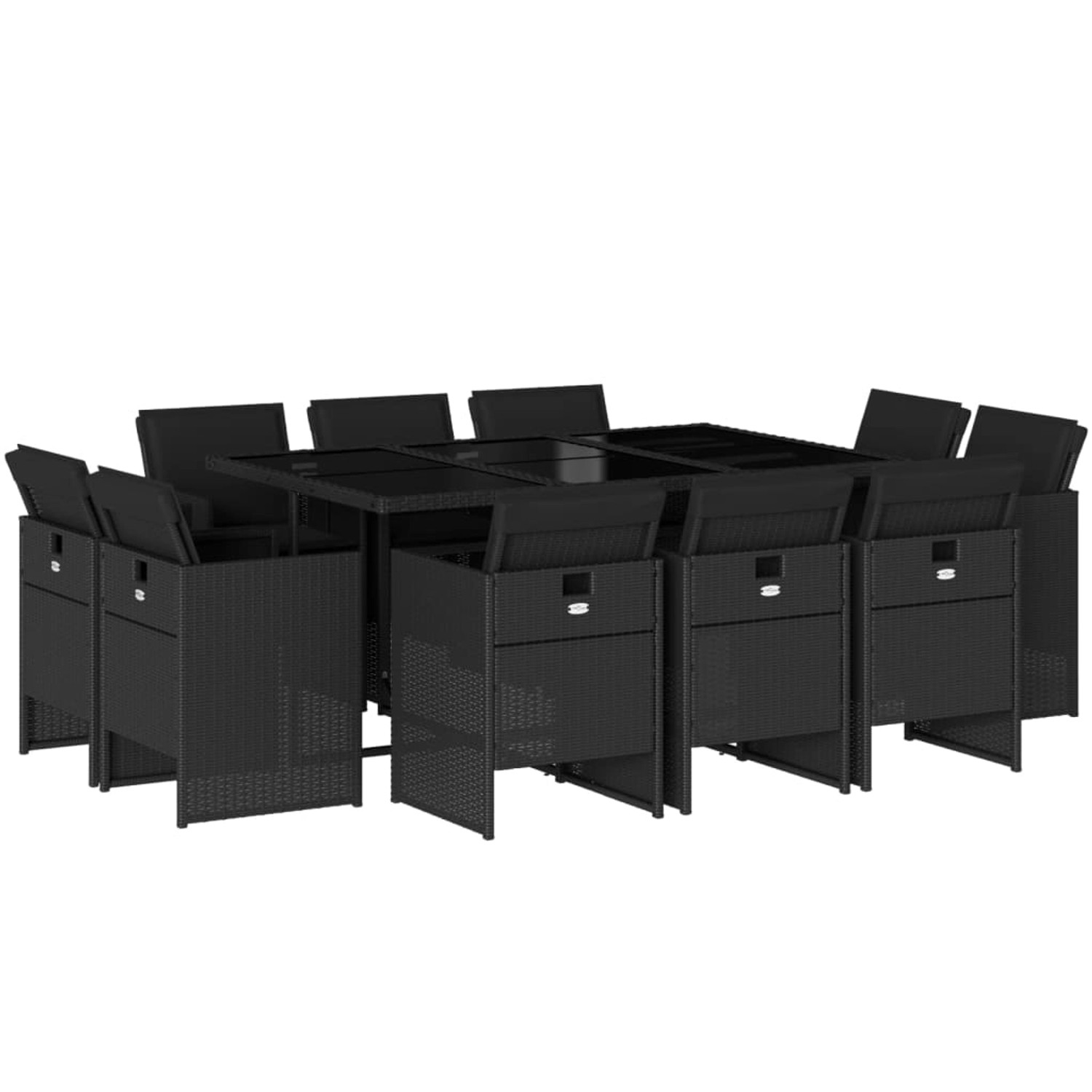 vidaXL 11-Tlg Garten-Essgruppe mit Kissen Schwarz Poly Rattan 3277794 günstig online kaufen