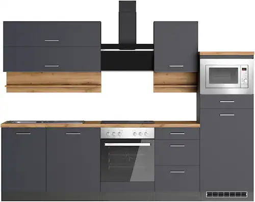 KOCHSTATION Küchenzeile »KS-Milan«, 280 cm breit, robuste Metallauszüge, vi günstig online kaufen