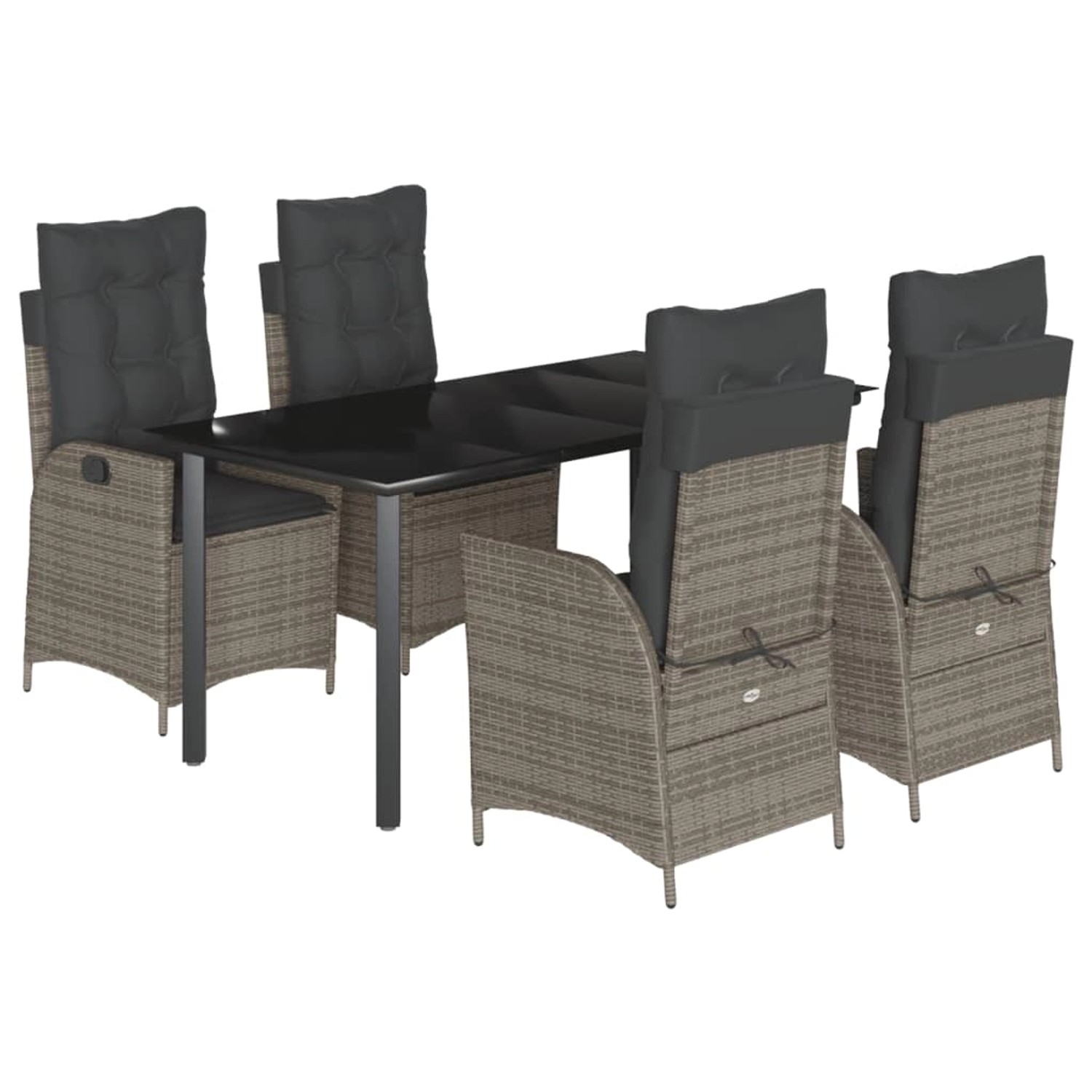 vidaXL 5-Tlg Garten-Essgruppe mit Kissen Grau Poly Rattan 3213228 günstig online kaufen