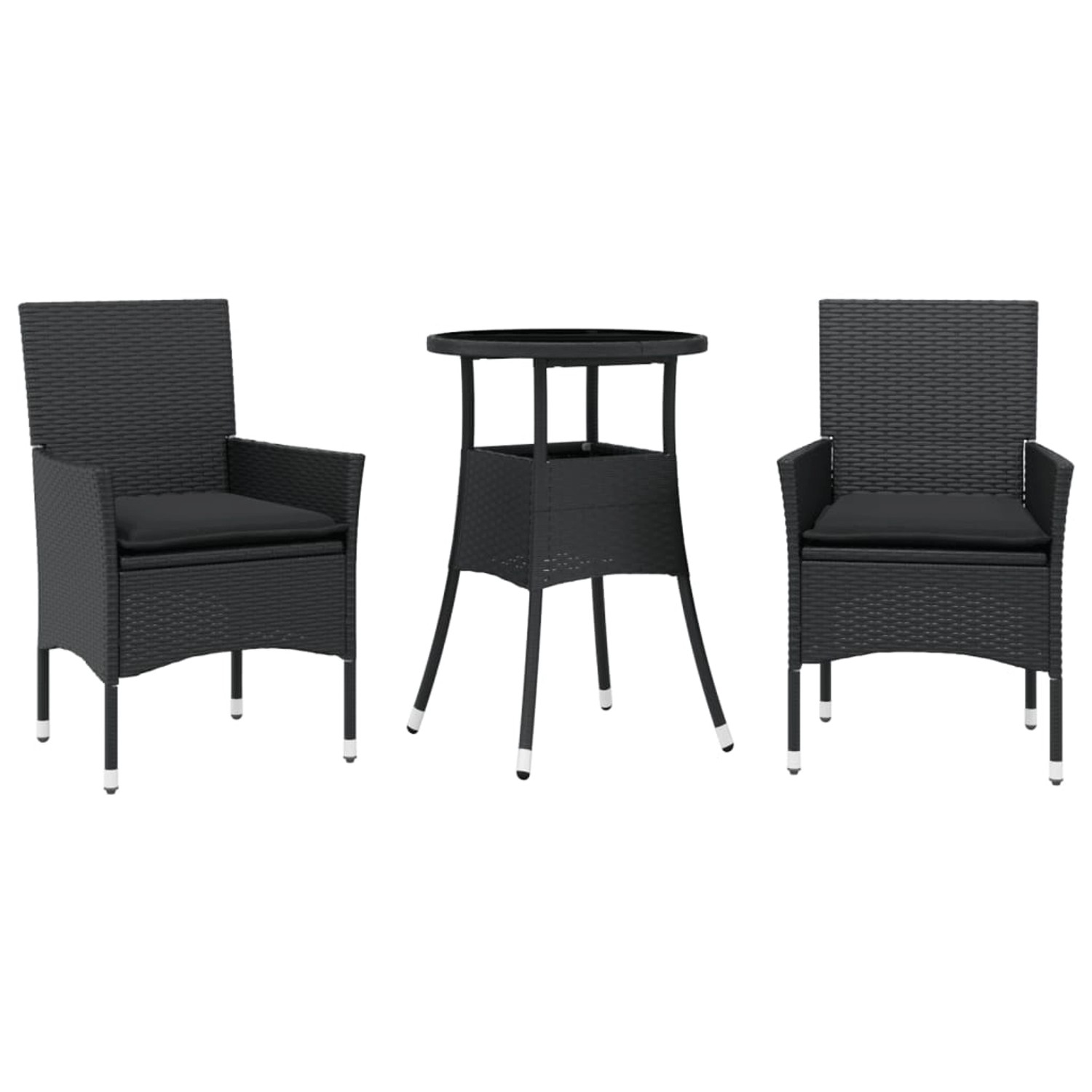 vidaXL 3-Tlg Garten-Essgruppe mit Kissen Schwarz Poly Rattan Glas 3278617 günstig online kaufen