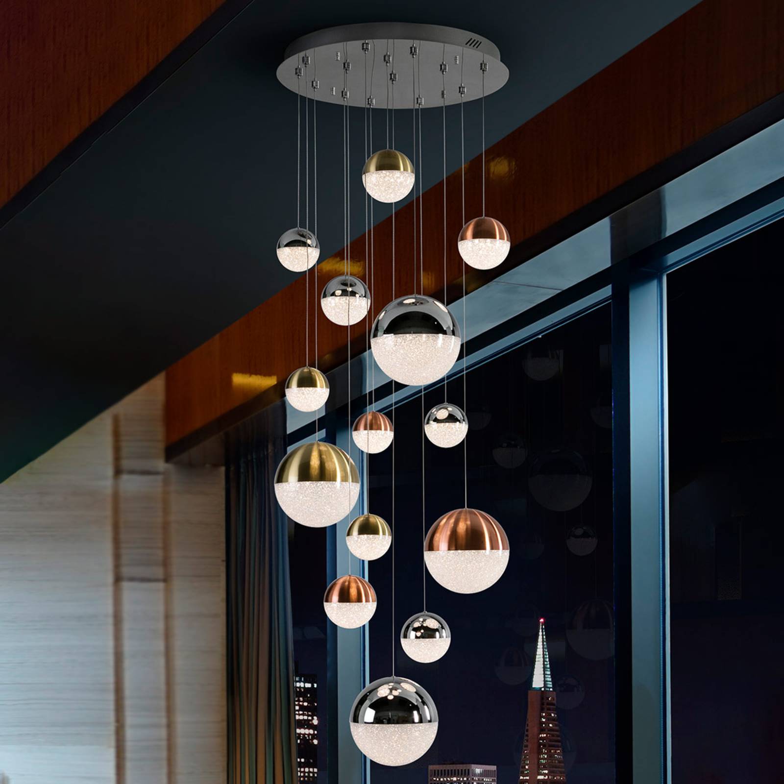LED-Hängeleuchte Sphere multicolour 14fl, App günstig online kaufen