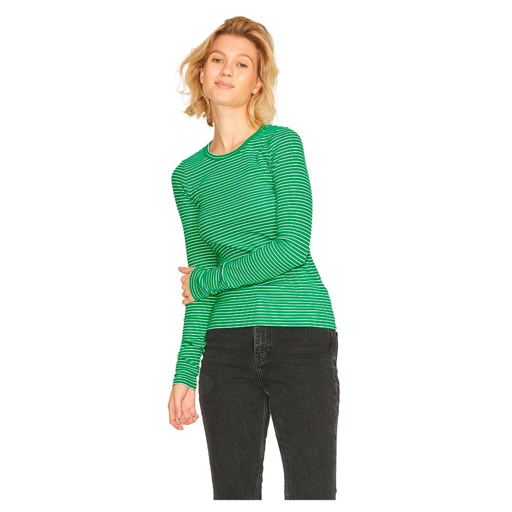Jjxx Freya Rib Langarm T-shirt S Jolly Green / Stripes Bright White günstig online kaufen