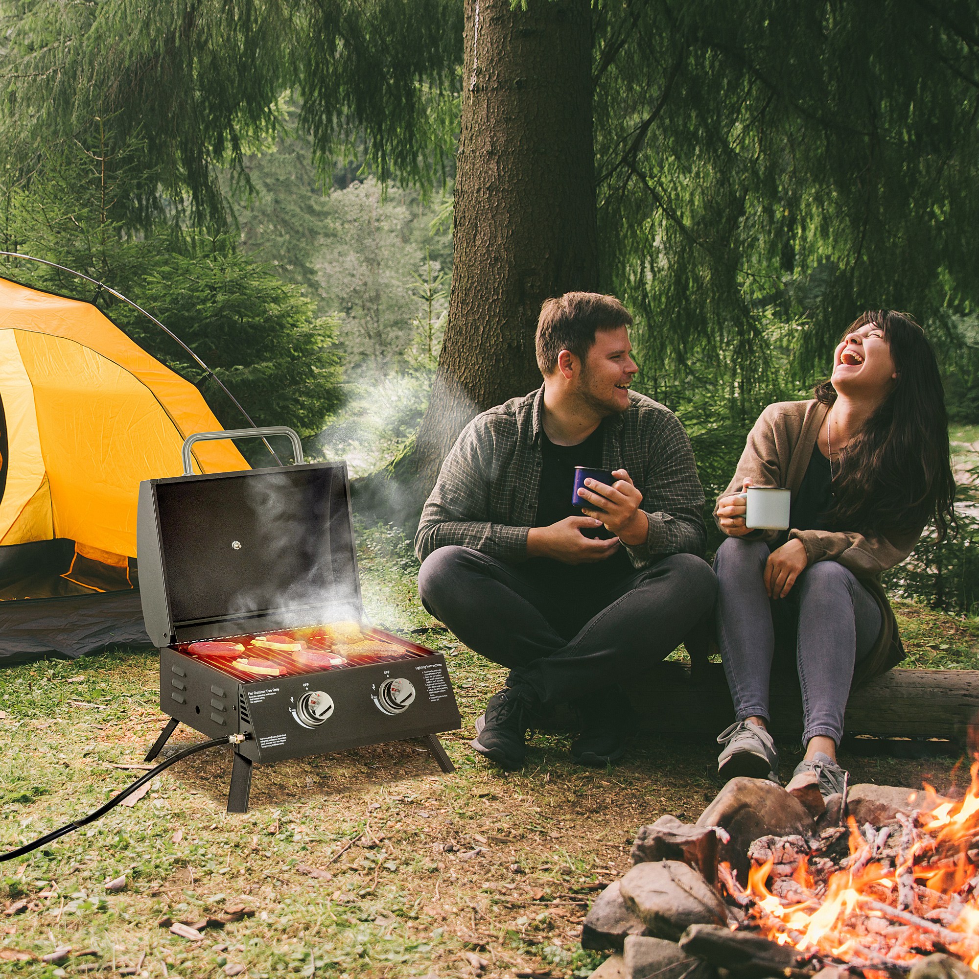 Tisch-Gasgrill mit zusammenklappbaren Beinen - 2 Brenner 5 KW - Camping-Gas günstig online kaufen