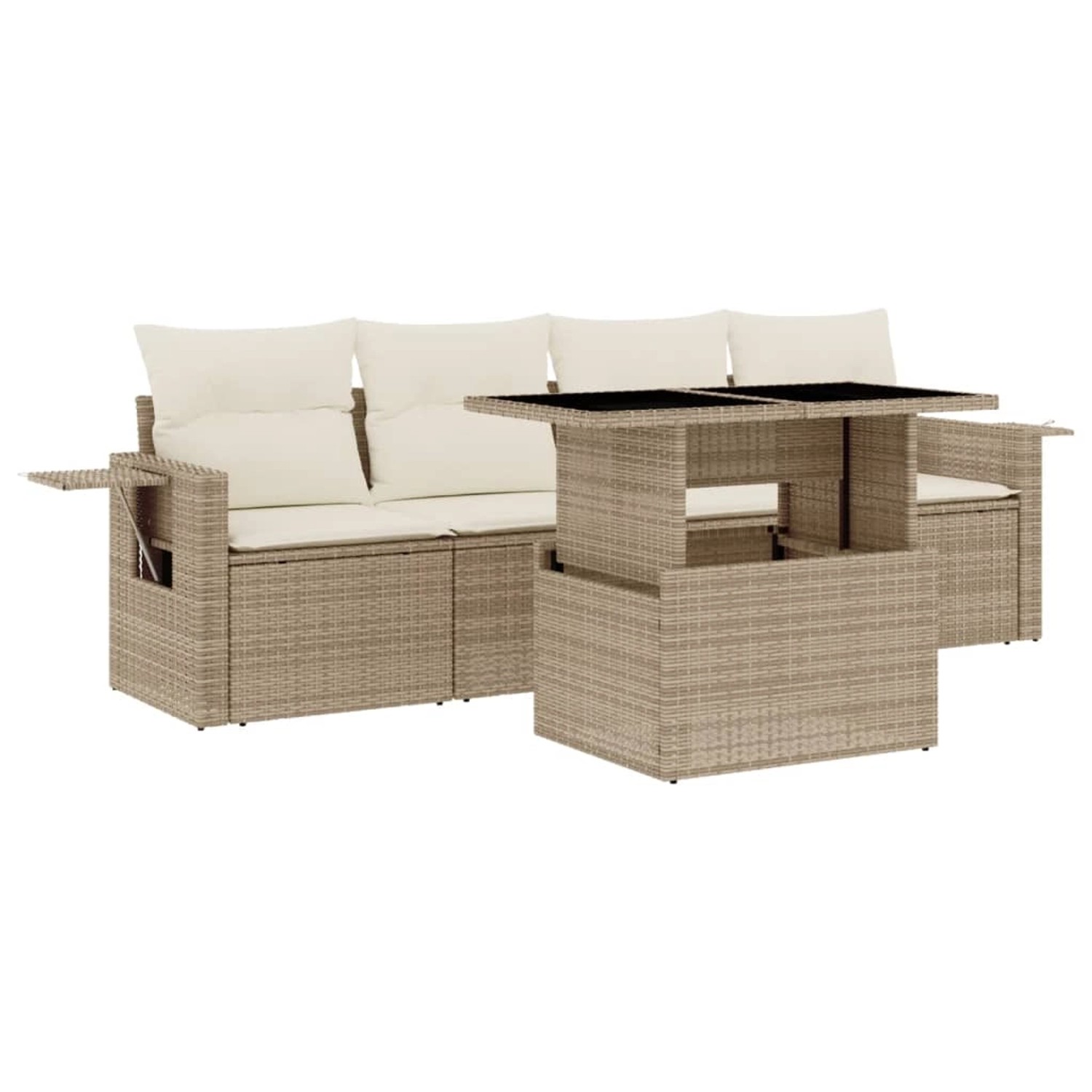 vidaXL 5-tlg Garten-Sofagarnitur mit Kissen Beige Poly Rattan Modell 237 günstig online kaufen