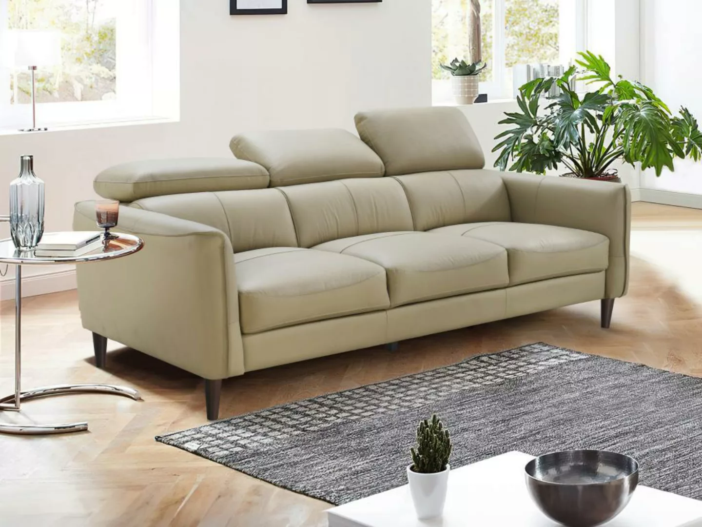 Sofa 3-Sitzer - Büffelleder - Beige - SALVI günstig online kaufen