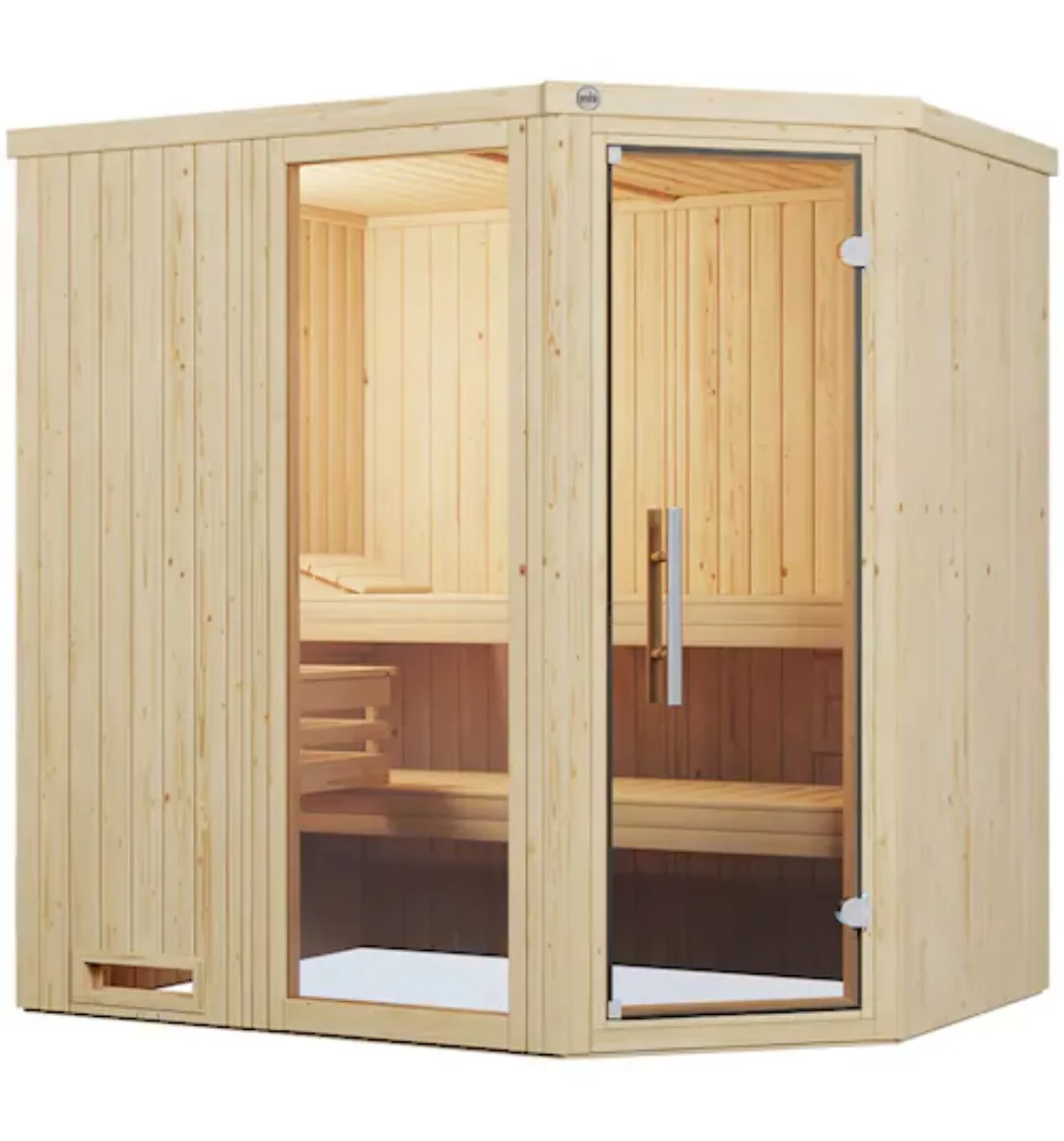 Weka Elementsauna Varberg 1 Sparset 5,4 kW Kompakt Glastür/Fenster günstig online kaufen