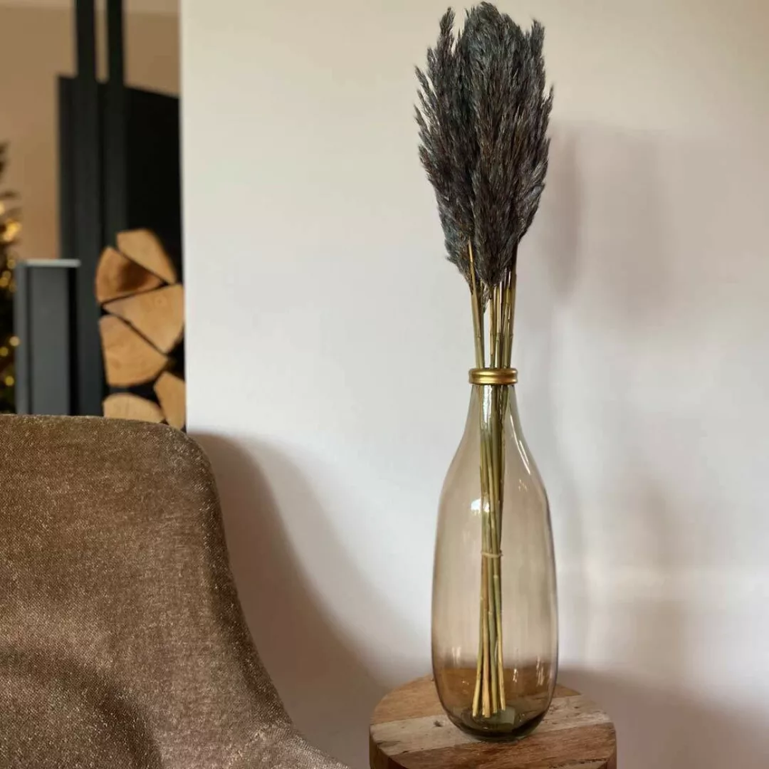 Vase Beige aus Recycling-Glas Handgefertigt Flaschenform Vintage 40cm günstig online kaufen