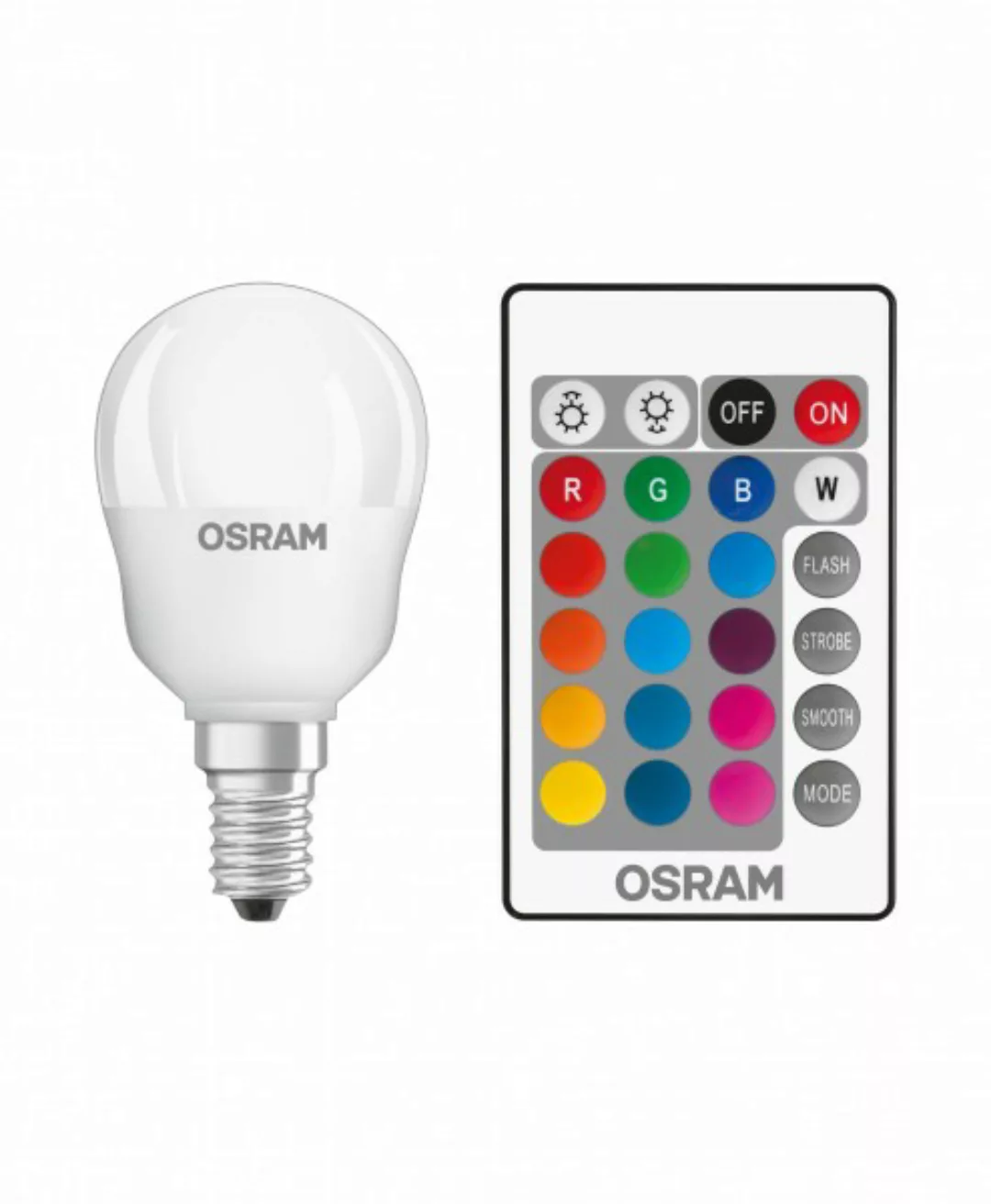 OSRAM LED STAR CLASSIC P 25 BLI K REMOTE RGBW SMD Matt E14 Tropfen günstig online kaufen