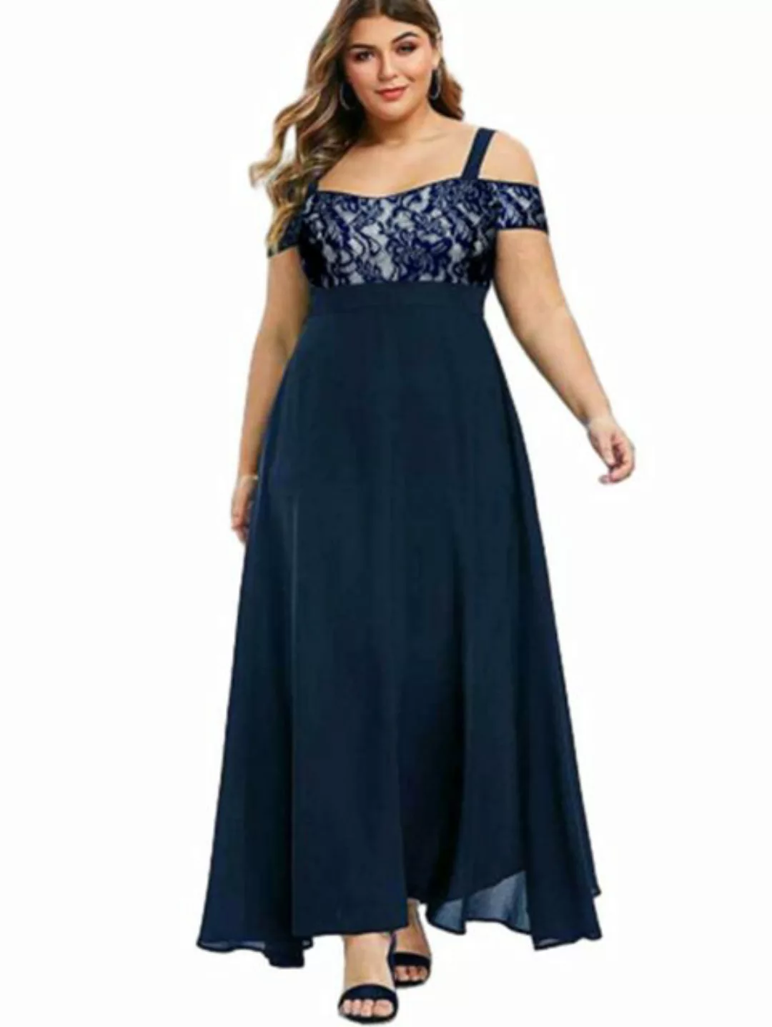 ZWY Abendkleid Plus Size Damen Slip Dress Spitze Freizeitkleid (1-tlg) Chif günstig online kaufen