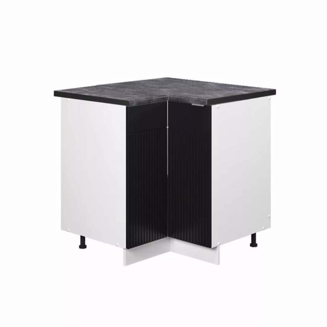 Vicco Eckunterschrank Fame-Line, Schwarz gestreift/Weiß, 80.5 cm, AP Anthra günstig online kaufen