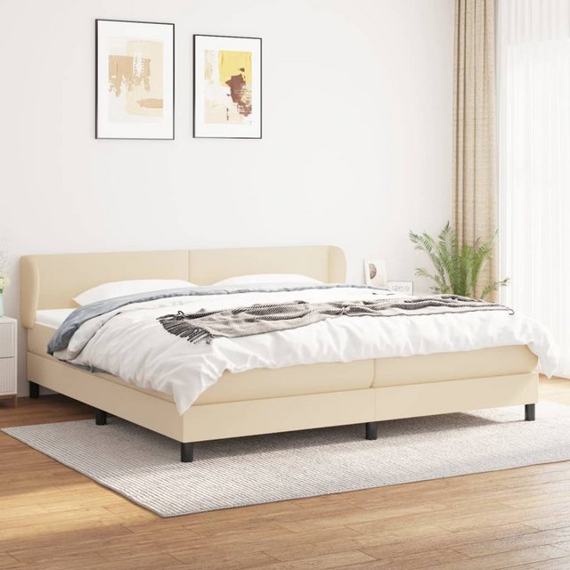 vidaXL Bettgestell Boxspringbett mit Matratze Creme 200x200 cm Stoff Bett B günstig online kaufen
