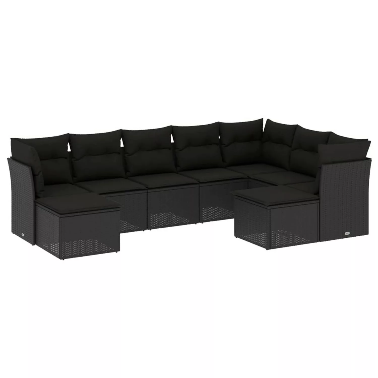 vidaXL 9-tlg Garten-Sofagarnitur mit Kissen Schwarz Poly Rattan Modell 60 günstig online kaufen