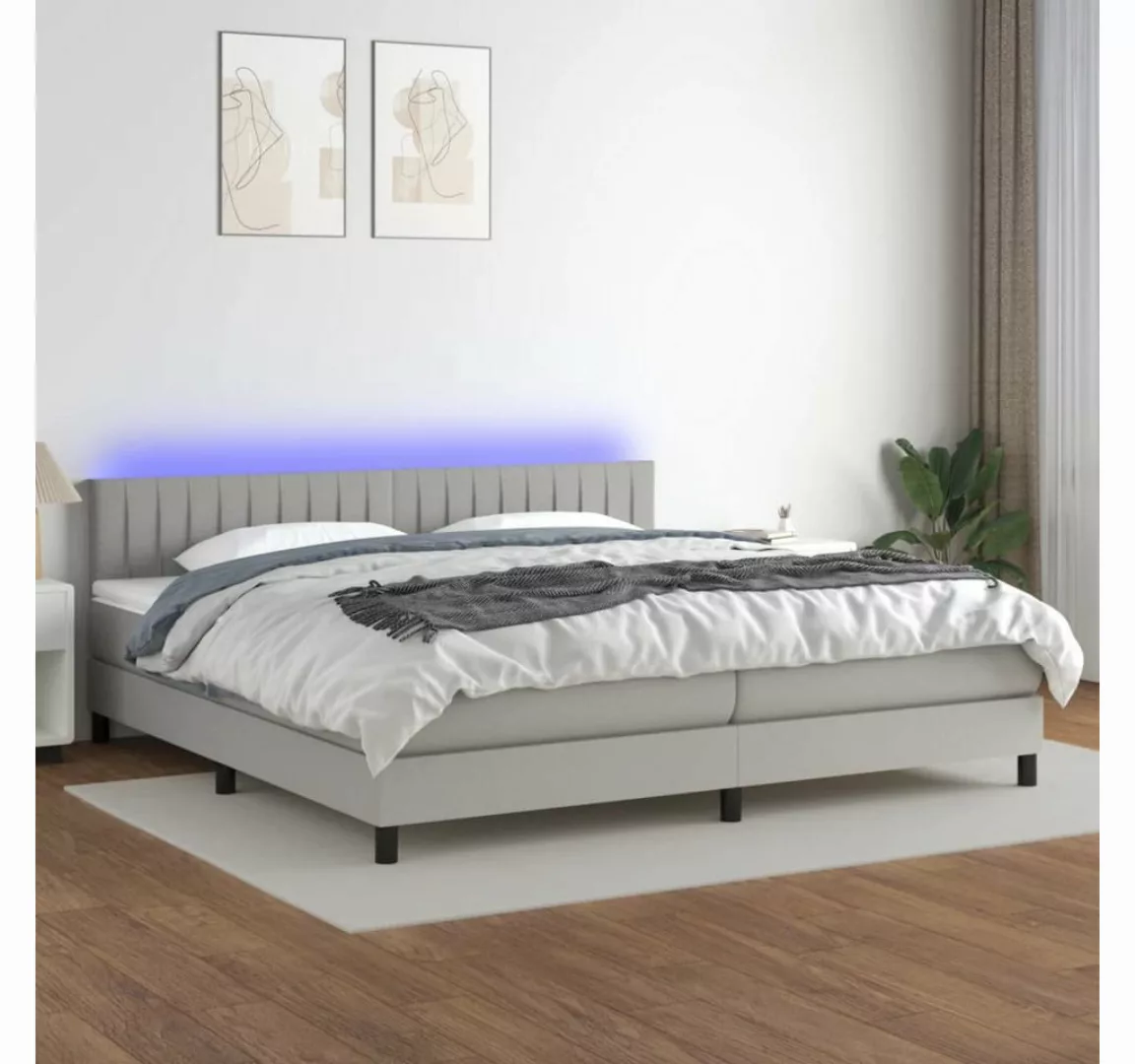 vidaXL Boxspringbett Boxspringbett mit Matratze LED Hellgrau 200x200 cm Sto günstig online kaufen