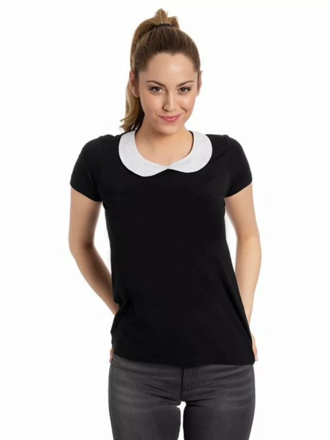 Nastrovje Potsdam Sweet Collar Damen Blusenshirt schwarz günstig online kaufen