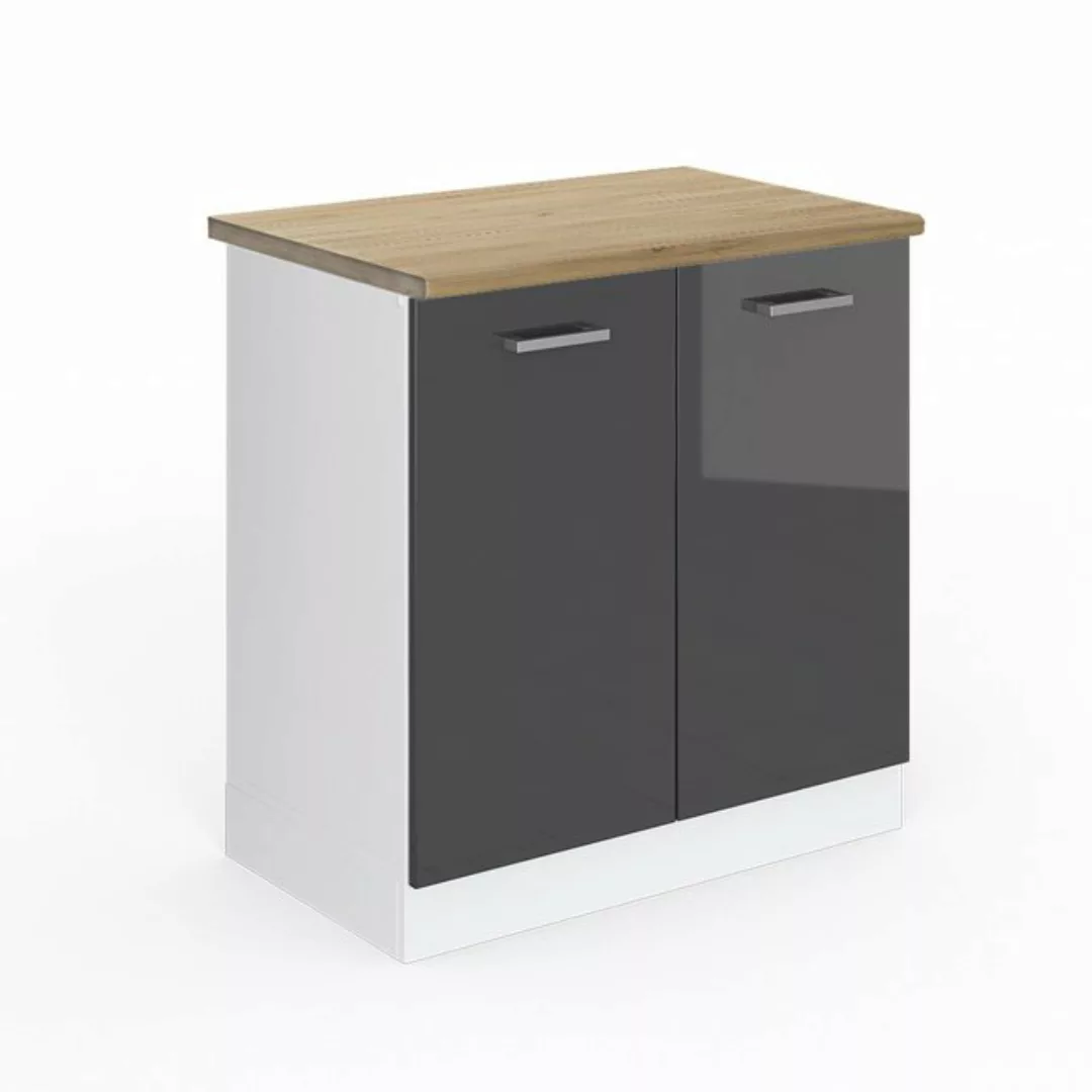 Vicco Spülenunterschrank R-Line, Anthrazit Hochglanz/Weiß, 80 cm ohne Arbei günstig online kaufen