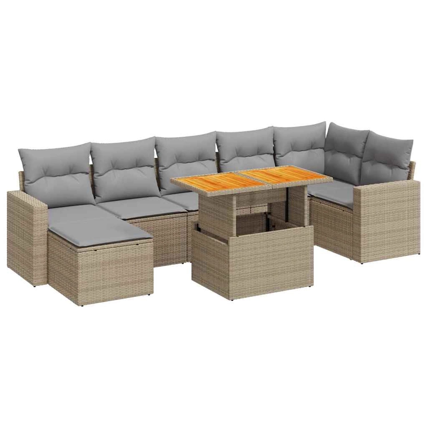 vidaXL 8-Tlg Garten-Sofagarnitur mit Kissen Beige Poly Rattan 3327069 günstig online kaufen
