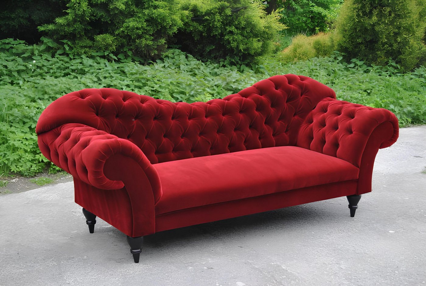 Xlmoebel Sofa Neu Chesterfield 3-Sitzer Rot Textil Sofa mit Polsterung in D günstig online kaufen