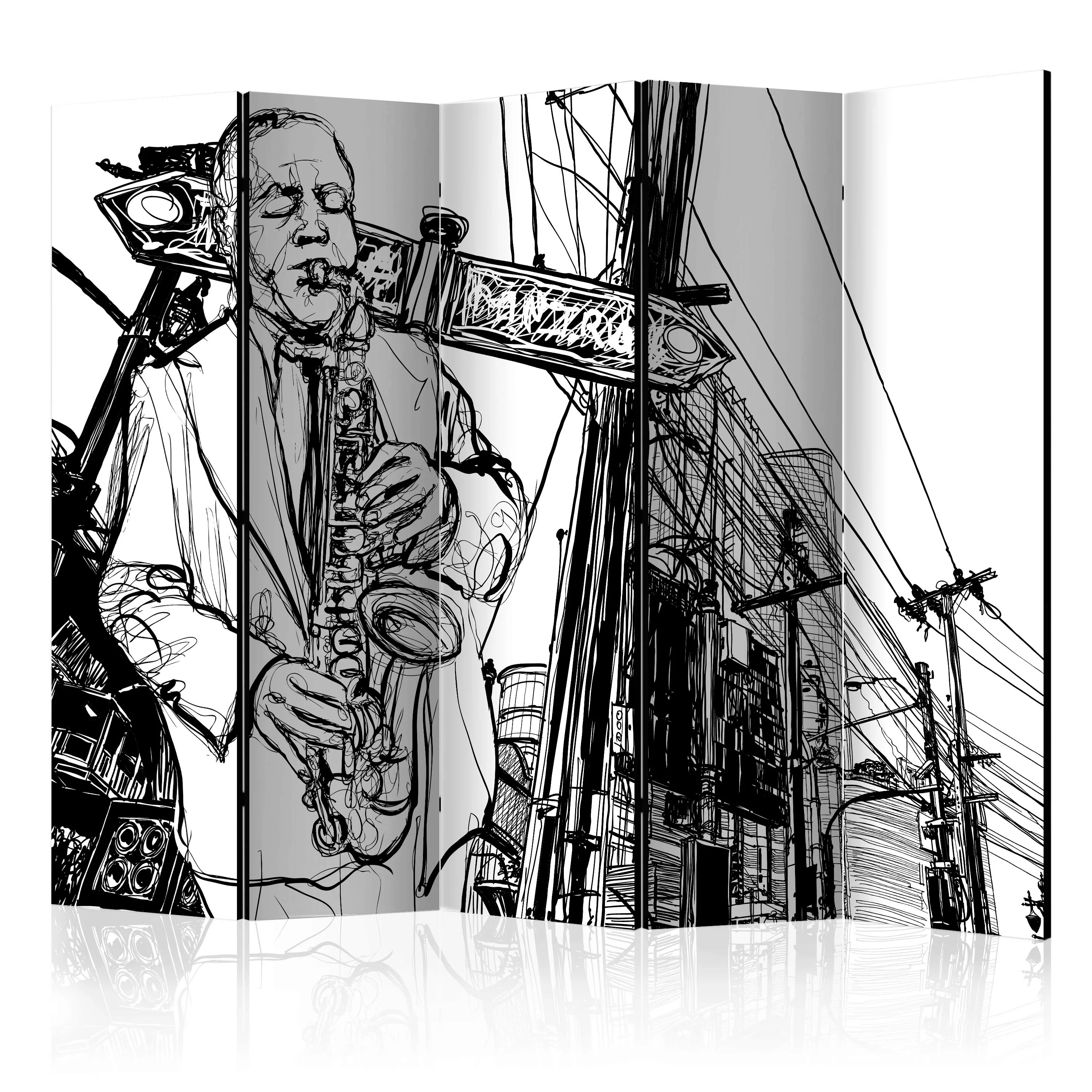 5-teiliges Paravent - Saxophone Recital On Broadway Ii [room Dividers] günstig online kaufen