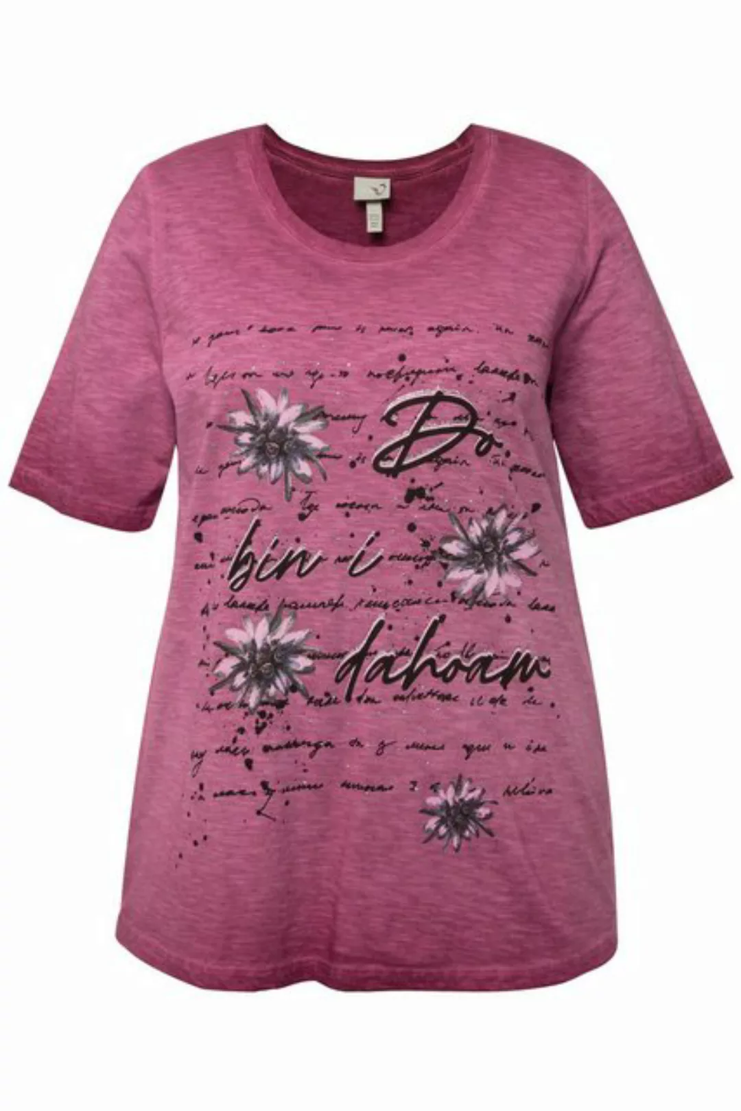 Ulla Popken Rundhalsshirt T-Shirt Edelweiß cold dyed Rundhals Halbarm günstig online kaufen