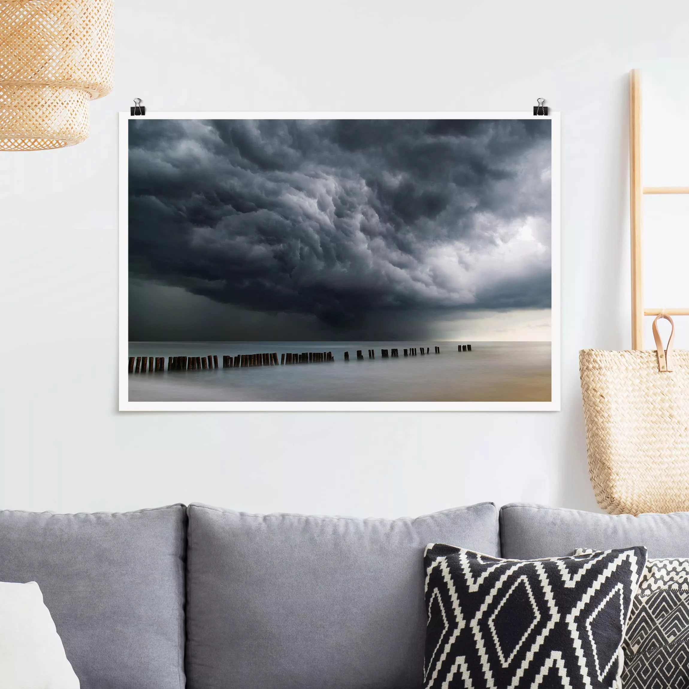 Poster Strand - Querformat Sturmwolken über der Ostsee günstig online kaufen
