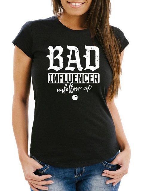 MoonWorks Print-Shirt Damen T-Shirt Bad Influencer Social Networks Soziale günstig online kaufen