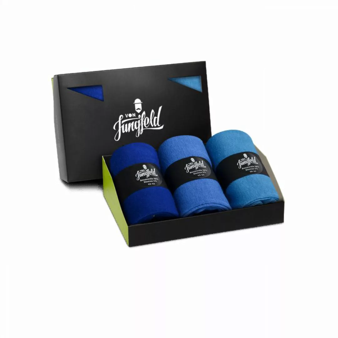 Von Jungfeld 3er Pack Herren Socken, Geschenkbox, gemischte Farben Blau 43- günstig online kaufen