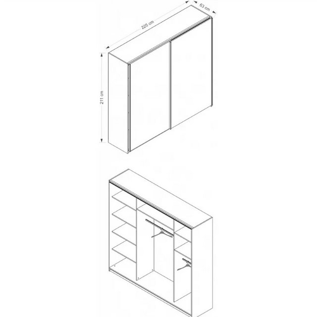 Beautysofa Kleiderschrank Moderner, stilvoller, geräumiger Schrank mit Spie günstig online kaufen