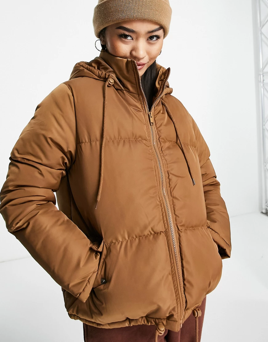 Brave Soul – Cello – Pufferjacke mit Kapuze in Braun günstig online kaufen