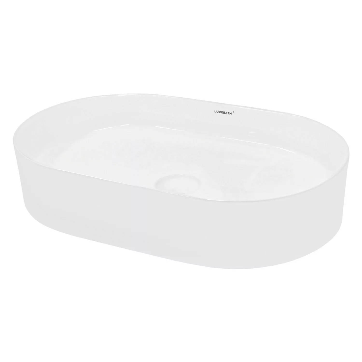 ECD Germany Waschbecken 605x380x125 mm aus Keramik Oval Weiß Aufsatzwaschbe günstig online kaufen