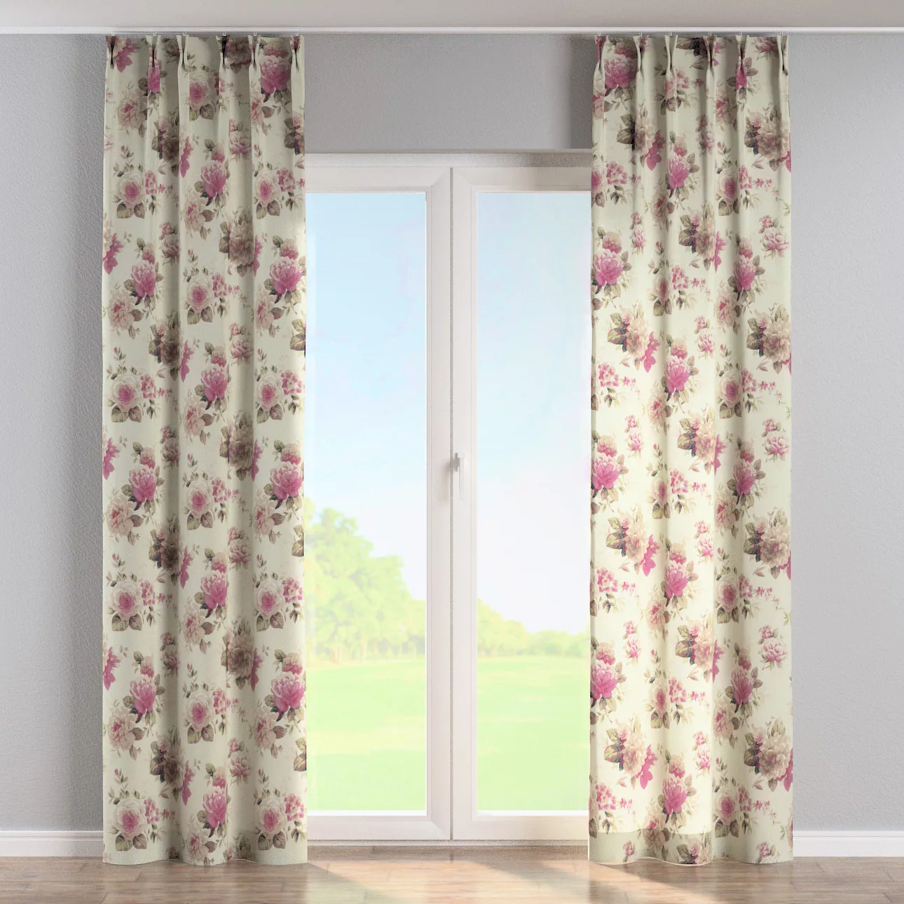 Vorhang mit flämischen 2-er Falten, beige- rosa, Londres (141-07) günstig online kaufen