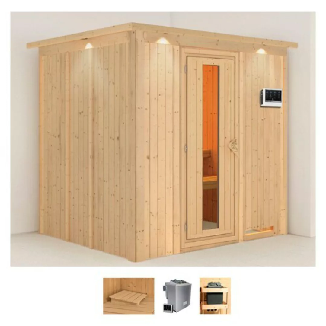 Karibu Sauna »Solida«, (Set), 9 KW-Bio-Ofen mit externer Steuerung günstig online kaufen