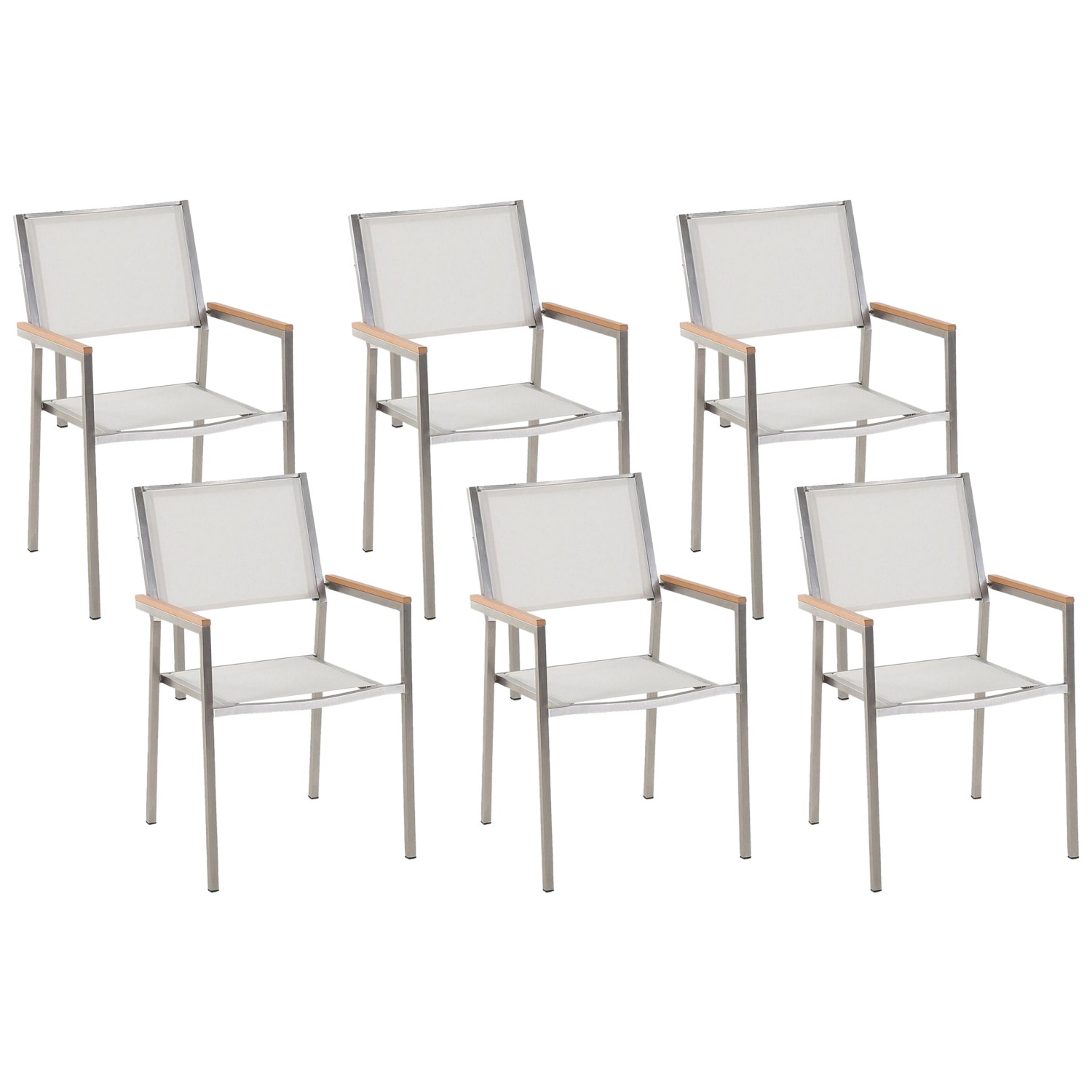 Beliani Gartenstuhl Weiss Silber Heller Holzfarbton 58x55x87 günstig online kaufen