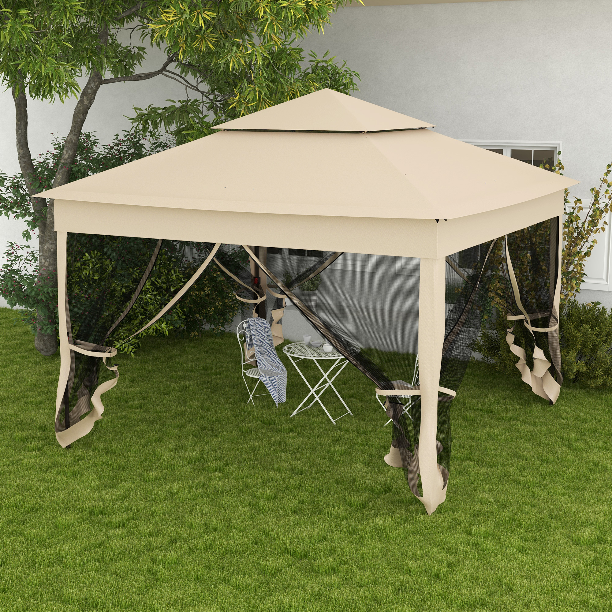 Outsunny Tonnelle de Jardin Pop-up pavillon Faltbar, 3 x 3 m, Metall Polyes günstig online kaufen