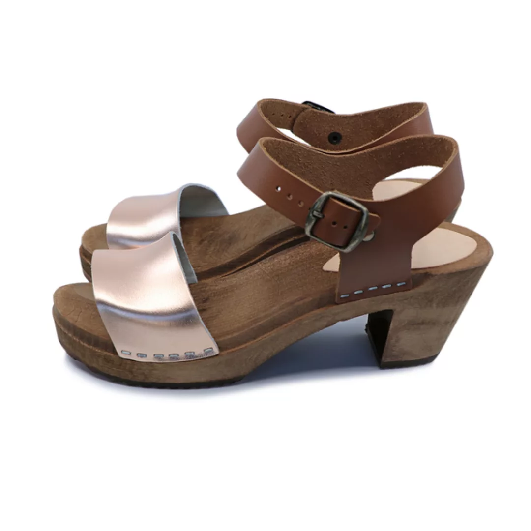 Leah - Schwedische Holz Clogs Sandale Von Me&Myclogs - High Mid Heel günstig online kaufen