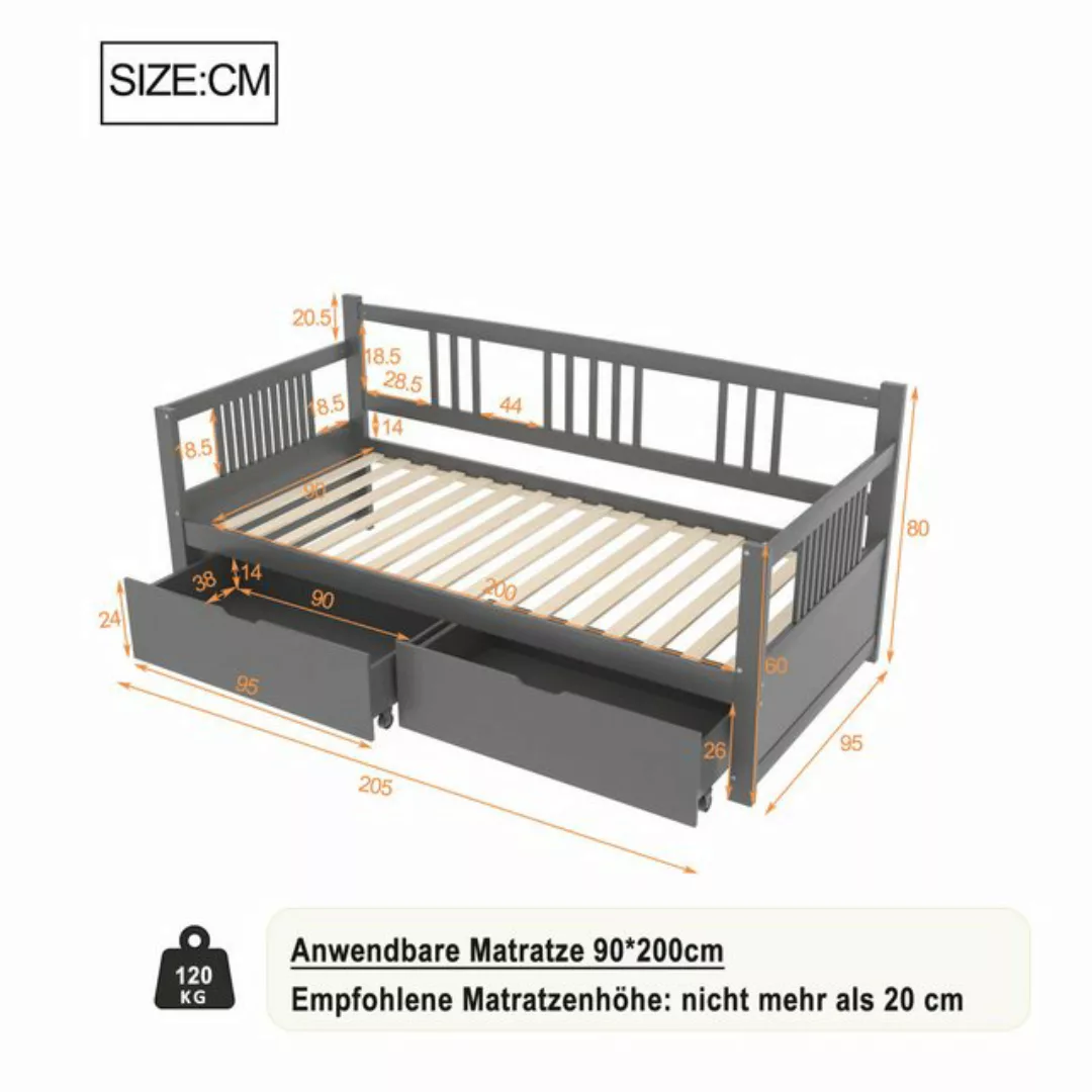 Ulife Daybett Schlafsofa Kinderbett Jugendbett Einzelbett mit zwei Ablagefä günstig online kaufen