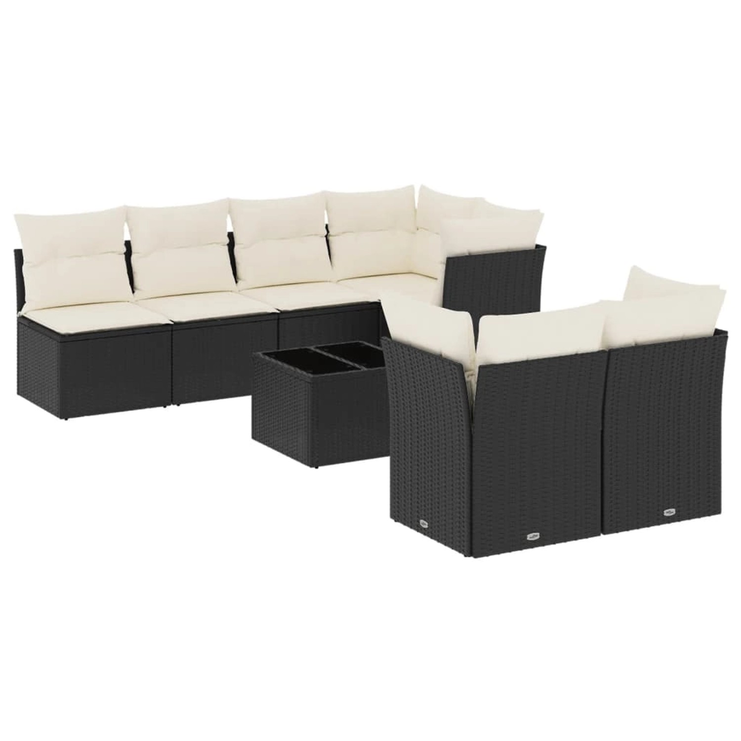 vidaXL 8-tlg Garten-Sofagarnitur mit Kissen Schwarz Poly Rattan Modell 7 günstig online kaufen