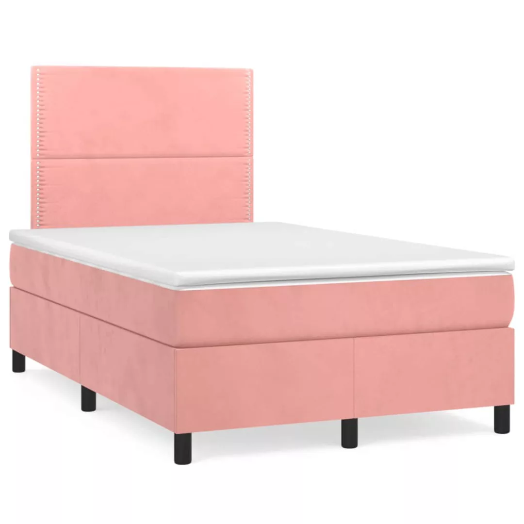 Vidaxl Boxspringbett Mit Matratze Rosa 120x200 Cm Samt günstig online kaufen