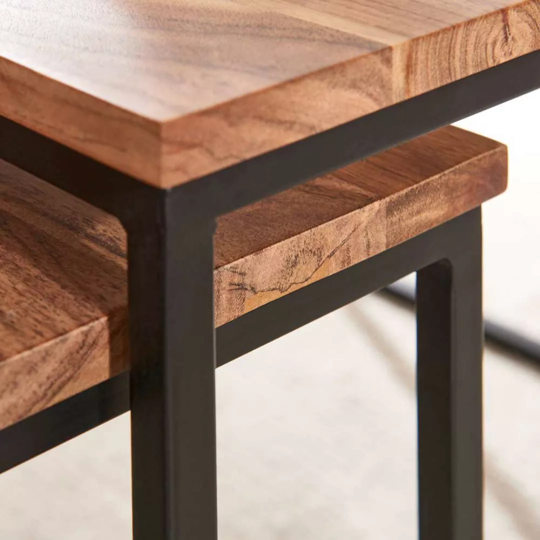 Wohnzimmer Tische modern aus Akazie Massivholz Bügelgestell (zweiteilig) günstig online kaufen