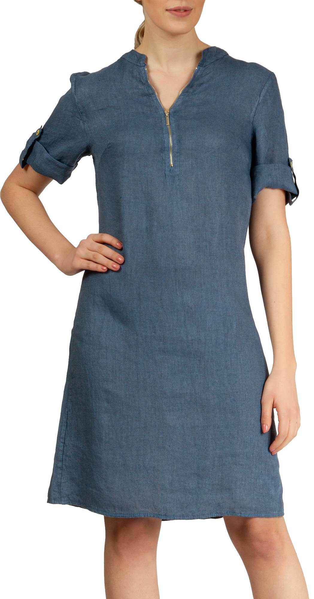 Caspar Sommerkleid SKL037 knielanges Damen Leinenkleid günstig online kaufen