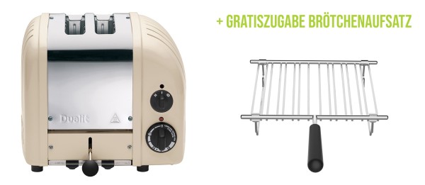 Classic Toaster Premium 2-Schlitz inkl. Gratis Brötchenaufsatz Creme günstig online kaufen