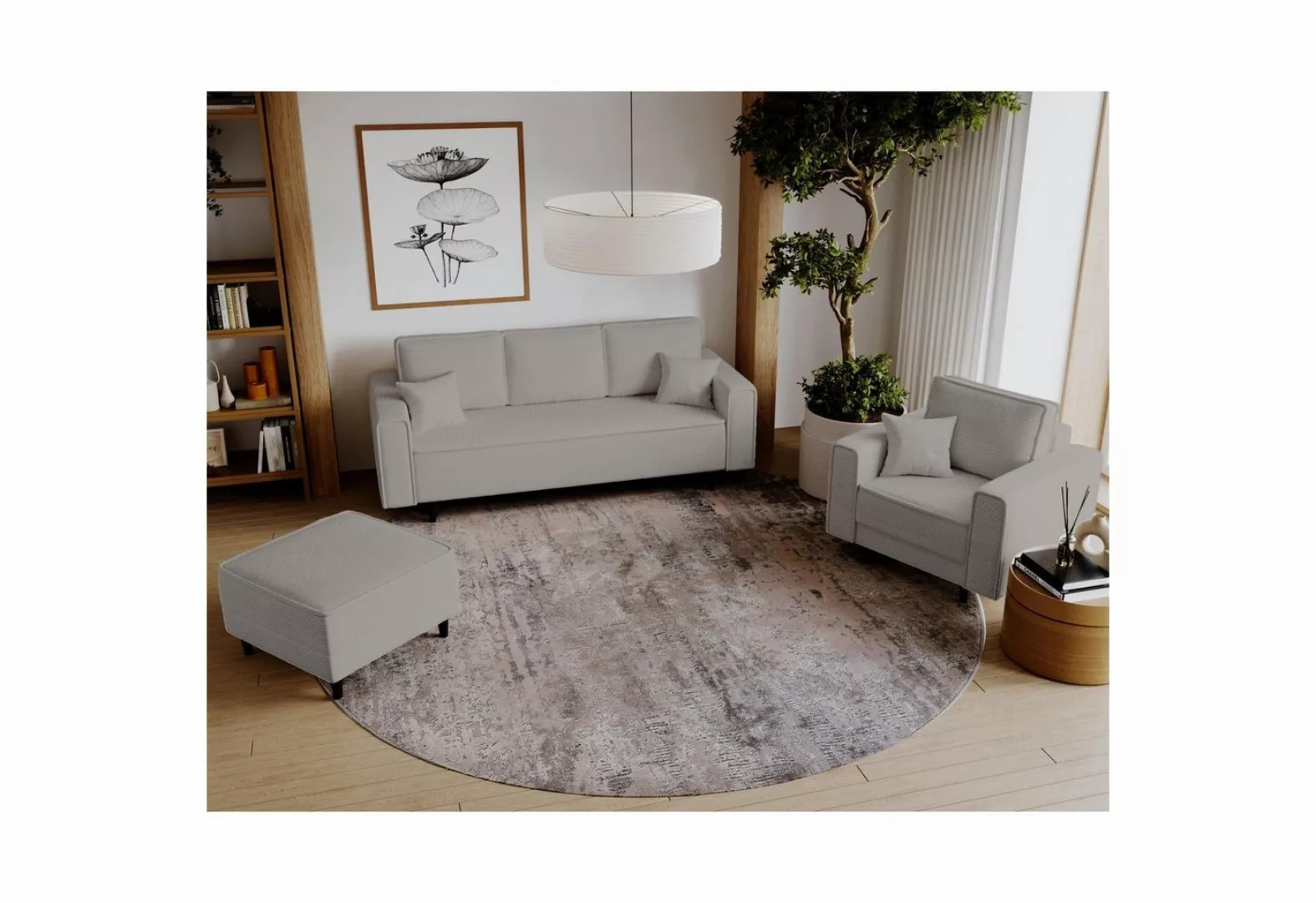 Beautysofa Polstergarnitur Monte, (Polsterset aus Cord-Bezug, Schlafsofa mi günstig online kaufen