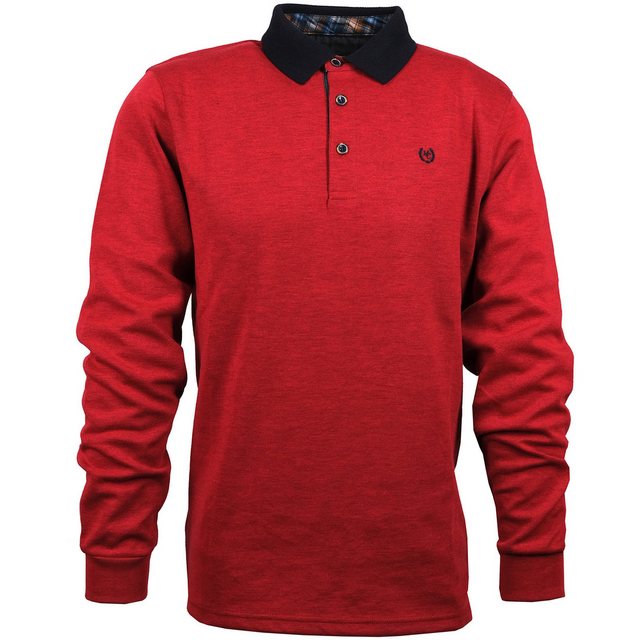 Mode Monte Carlo Langarm-Poloshirt Sweat-Shirt Polo Knopf Tomatenrot günstig online kaufen