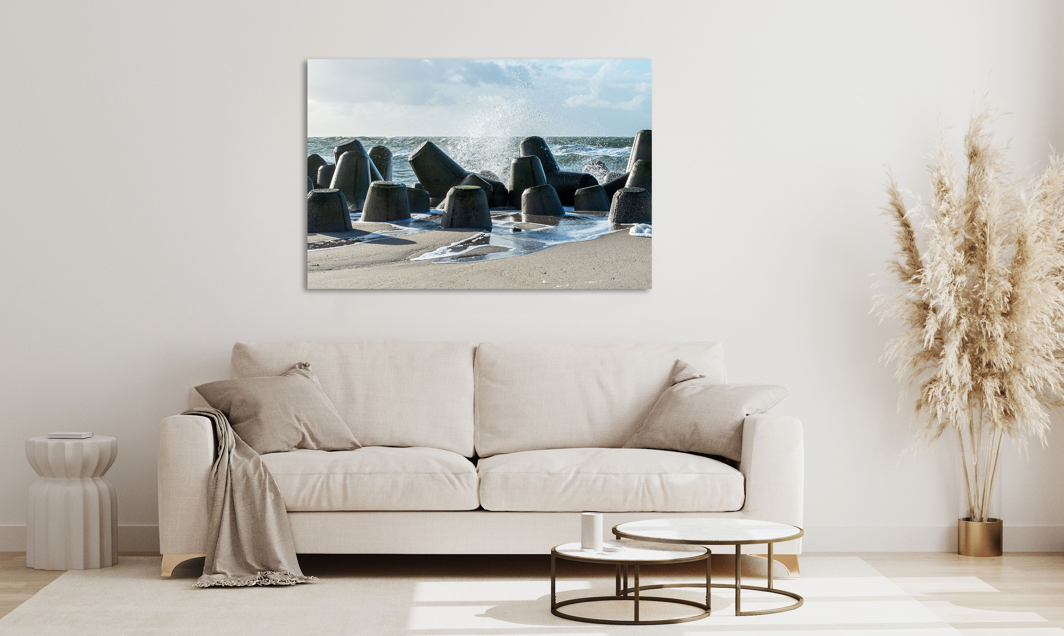 queence Acrylglasbild "Egilio", Strand-Stein-Meer-Meer Bilder-Spa-Spa Bilde günstig online kaufen